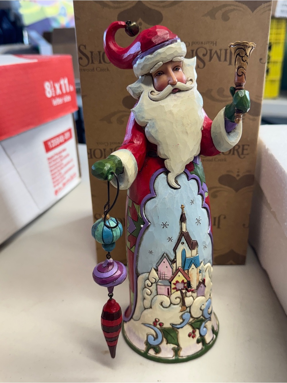 Jim Shore Santa Claus Figurine Winter Town Scene "Merry And Bright" 4035390